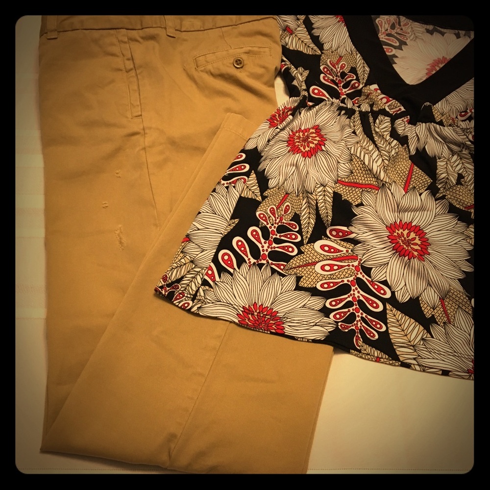 J.Crew Distressed Broken-In Khaki’s. Size 0 - image 1